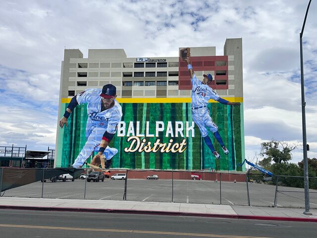 New Ballpark District mural near Greater Nevada Field in downtown Reno, Nevada