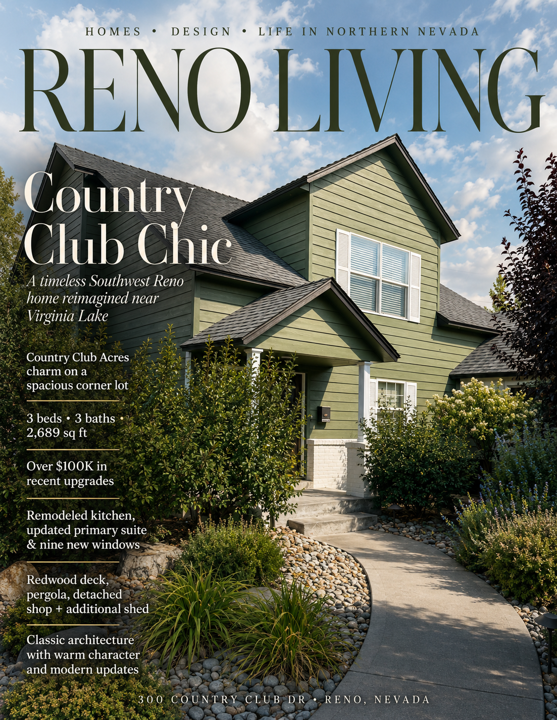 Reno Living cover for the 300 Country Club Drive buyer success story